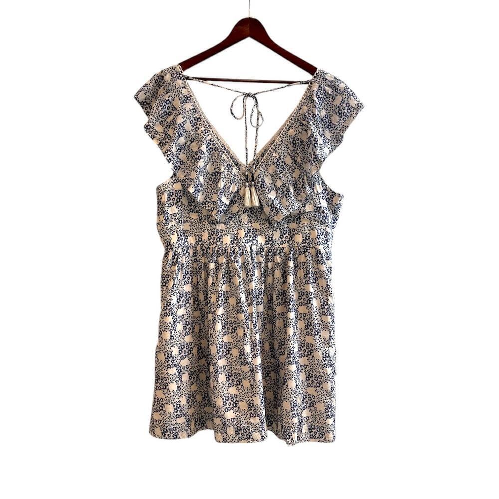 Anthropologie V-Neck Plunge Tunic Mini Dress Womens Size XL Blue White Black NWT - Picture 7 of 14